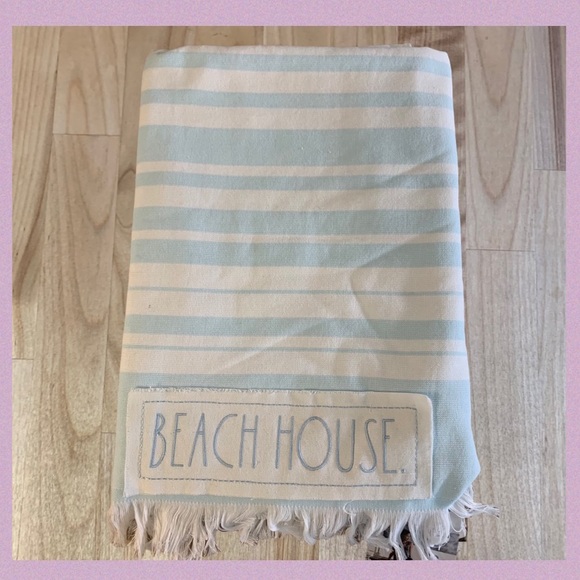 RAE DUNN “BEACH HOUSE” WOVEN STRIPE BEACH TOWEL